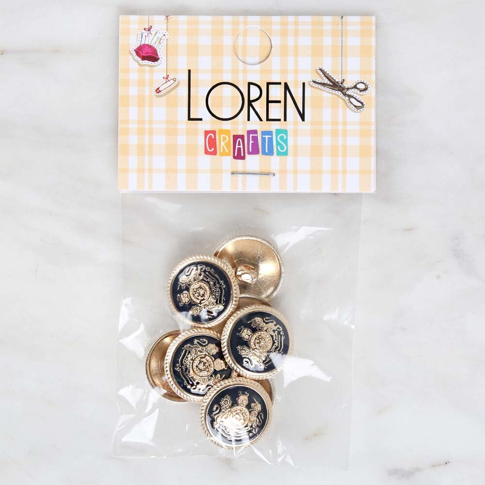 Loren Crafts 8'li Sarı Metal, Blazer Ceket Kol Düğmesi Lacivert - 1813